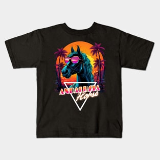 Retro Wave Andalusia Horse Vibes Kids T-Shirt